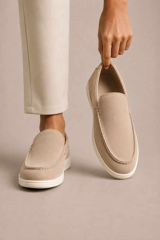Mocasines planos de gamuza esmerlida