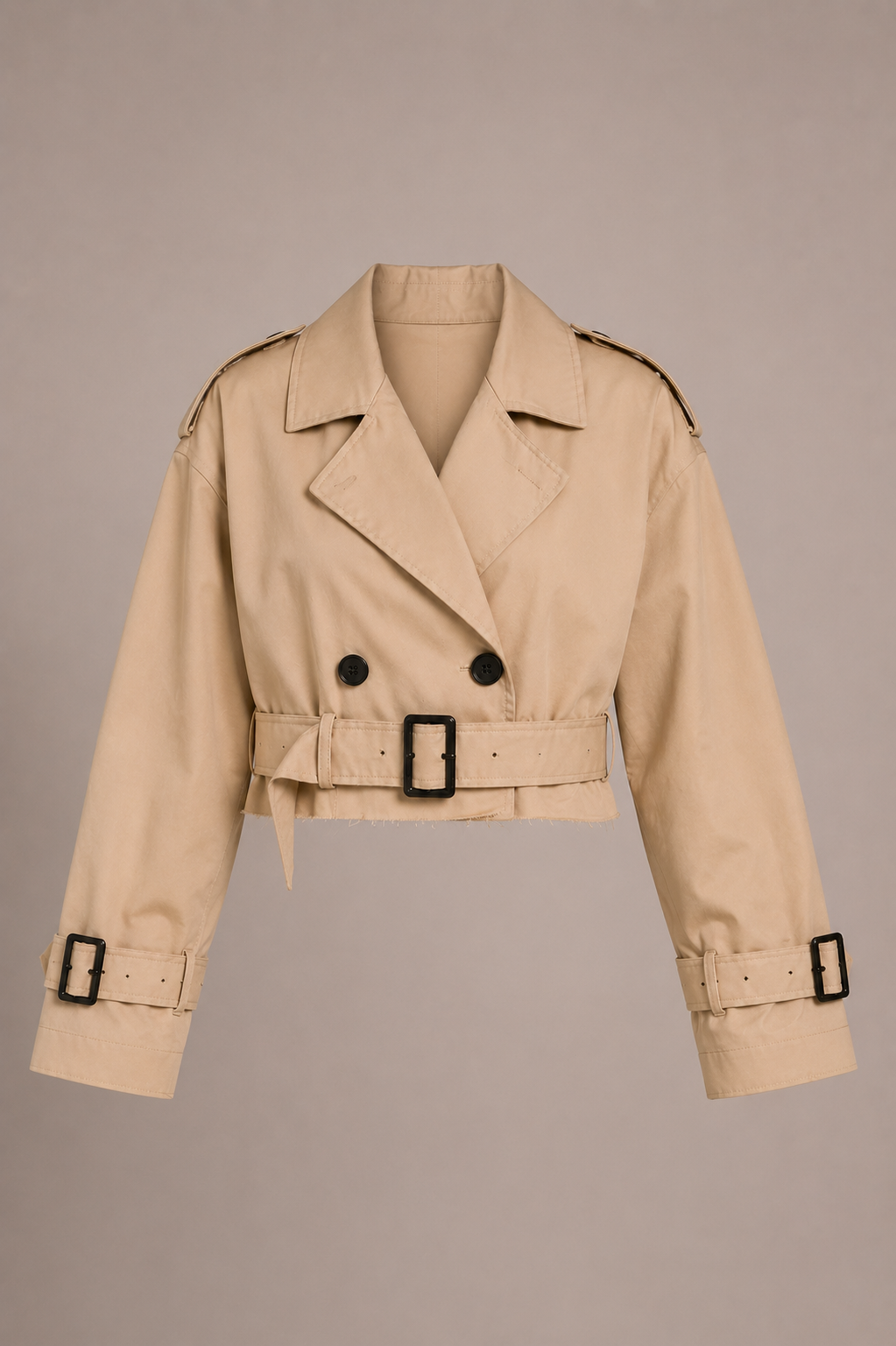 Gabardina Cropped con Cinturón