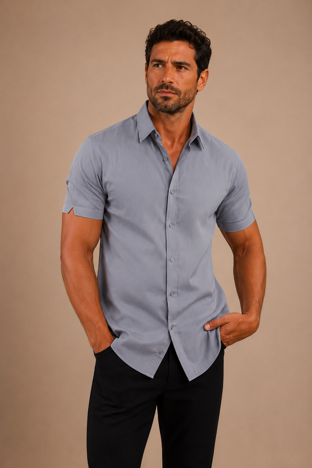 Enzo: Camisa con botones de manga corta