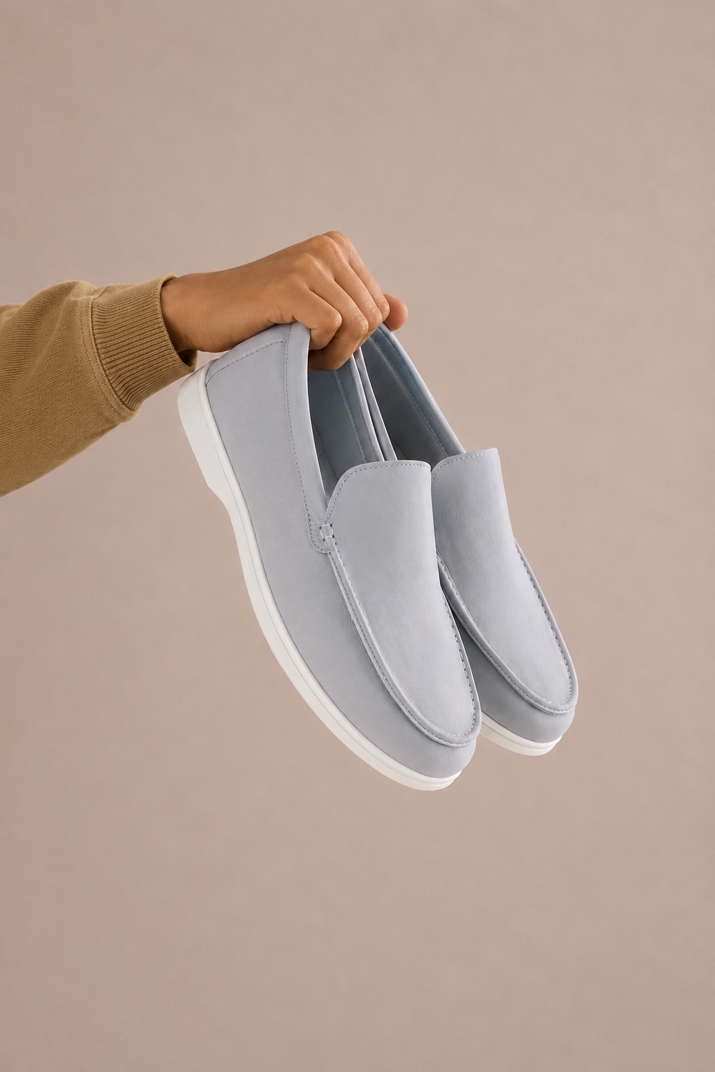 Mocasines planos de gamuza esmerlida