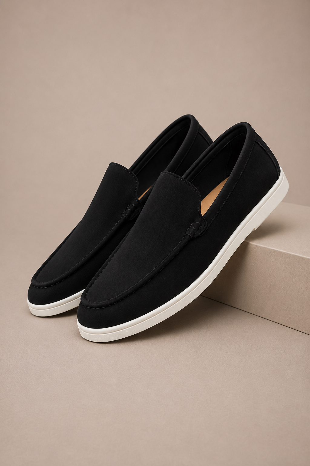 Mocasines planos de gamuza esmerlida
