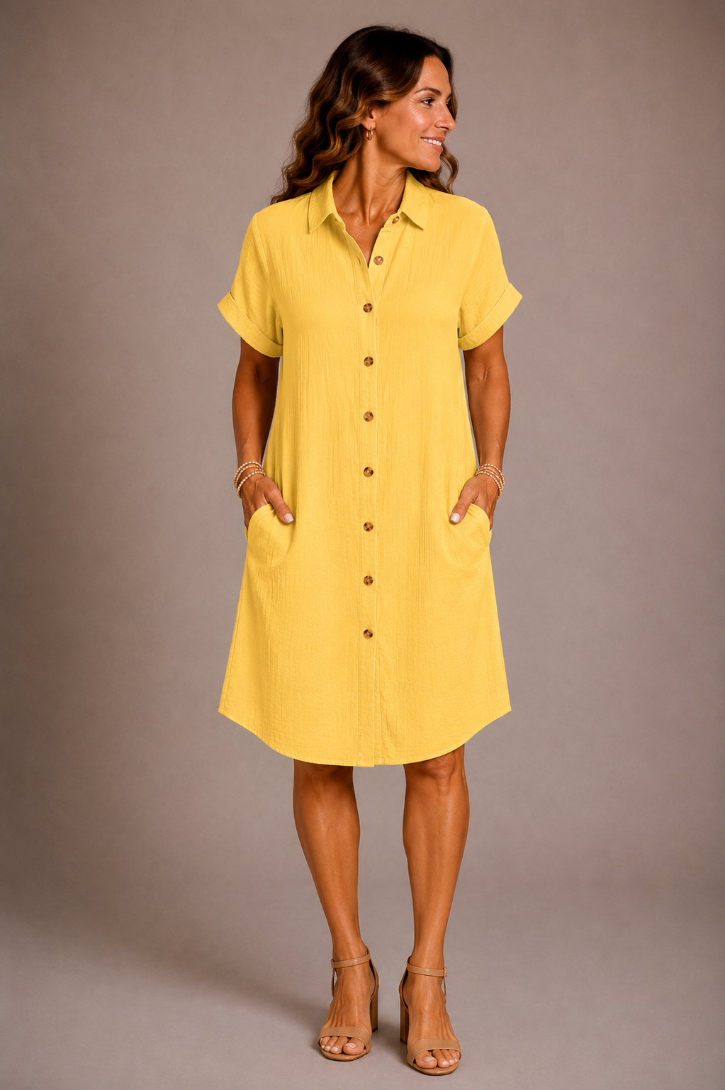 Allegra | Vestido camisero liso