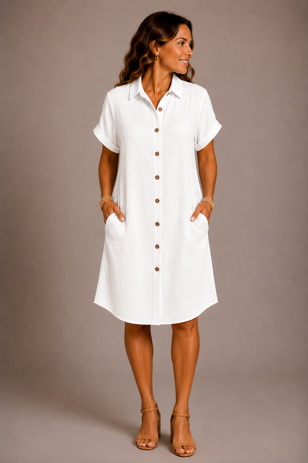 Allegra | Vestido camisero liso