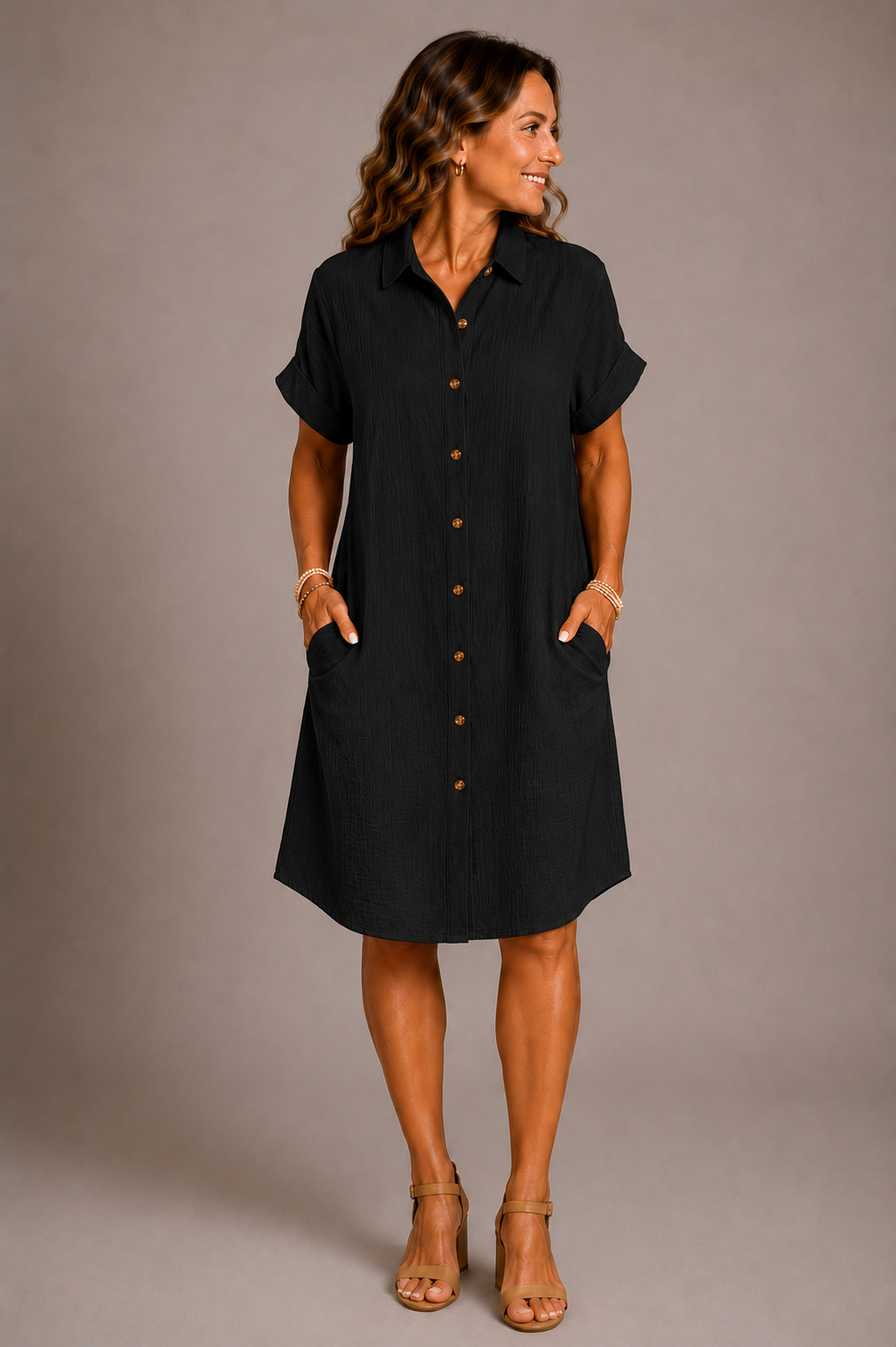 Allegra | Vestido camisero liso