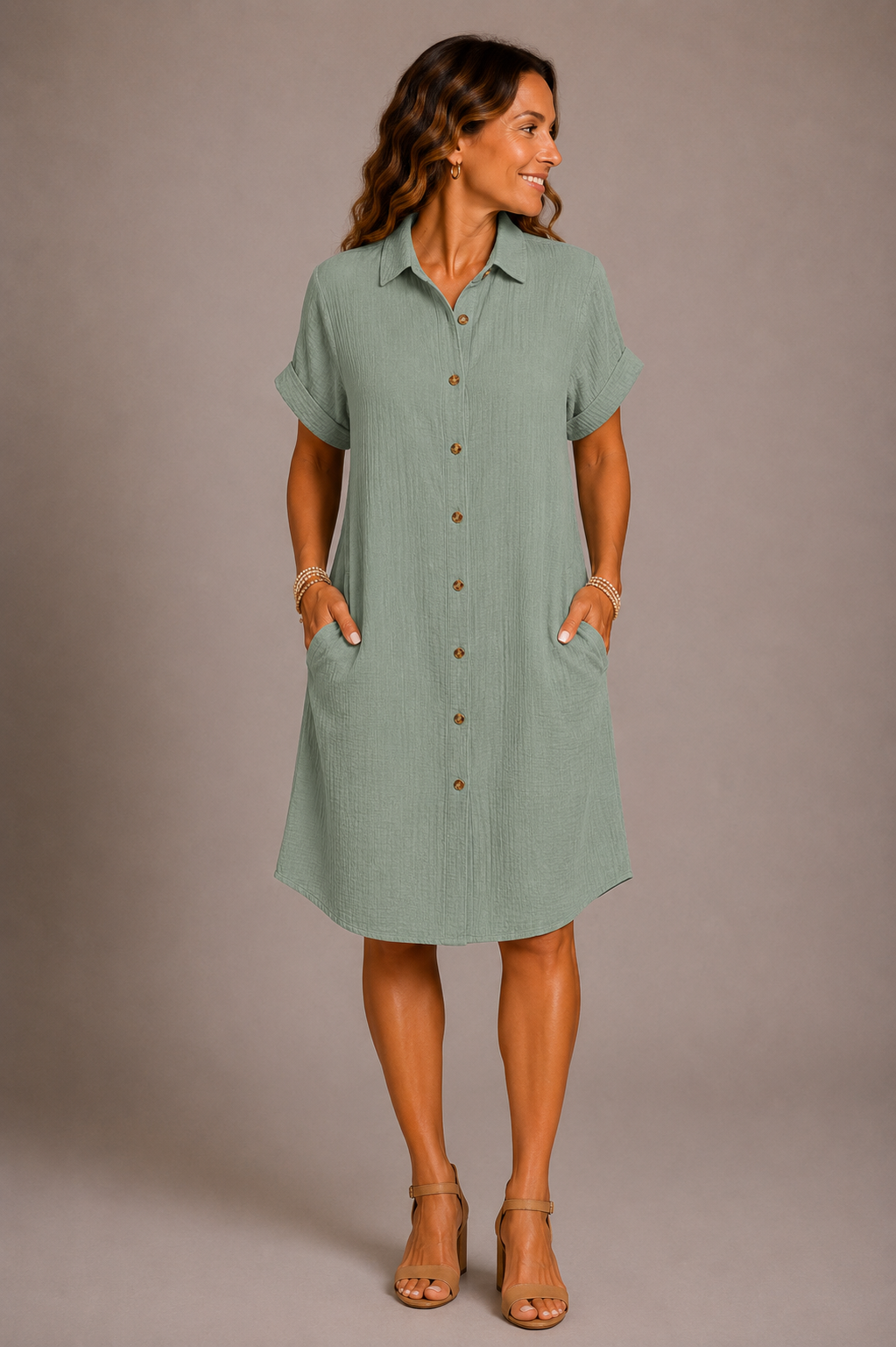 Allegra | Vestido camisero liso