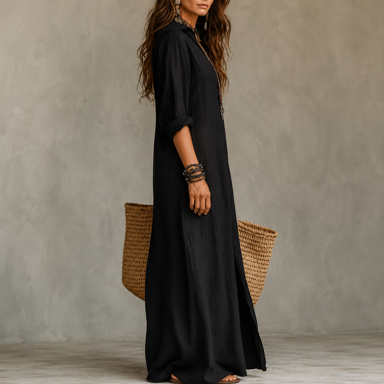 Celine™ | Vestido largo con botones